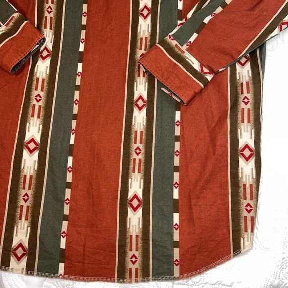 Wrangler Western Shirt Mens Size XXXL Pearl Snap Aztec Southwestern Long-Sleeve - Picture 14 of 14